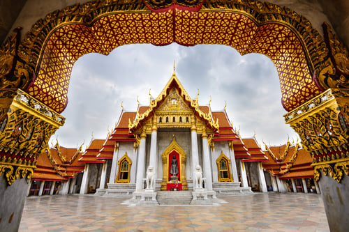 Wat Benchamabophit, the Marble Temple, in Bangkok, Thailand.-1