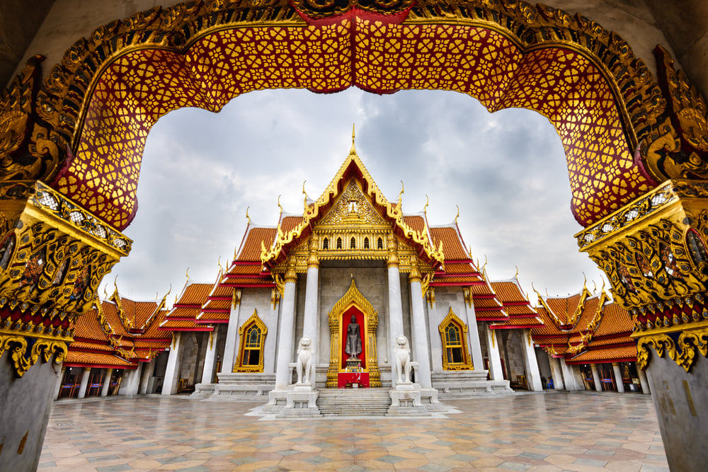 Wat Benchamabophit, the Marble Temple, in Bangkok, Thailand.
